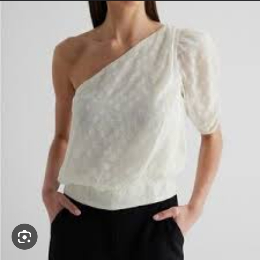 Express Cream One-Shoulder Blouse